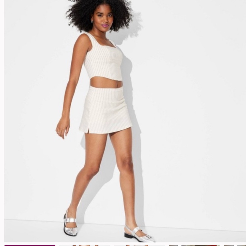 wild fable Cream Ribbed Mini Skort
